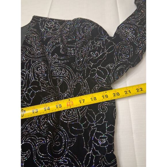 VTG Cachet by Bari Protas Cropped Sparkle Jacket Black Velvet Velour Sz L Bling - Picture 10 of 16